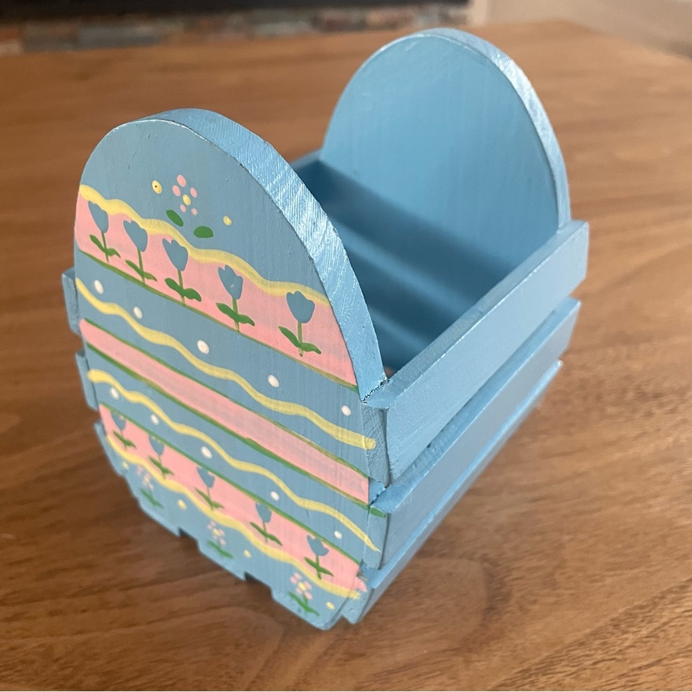 Vintage painted wooden basket